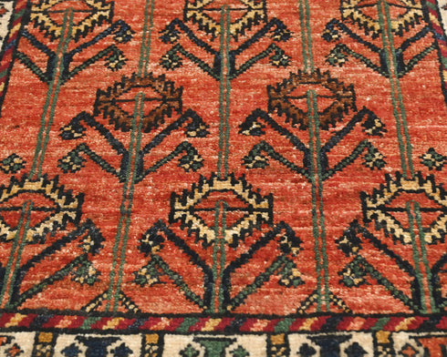 2x3 Rust Ersari Afghan Hand Knotted Veg Dye Wool Area Rug